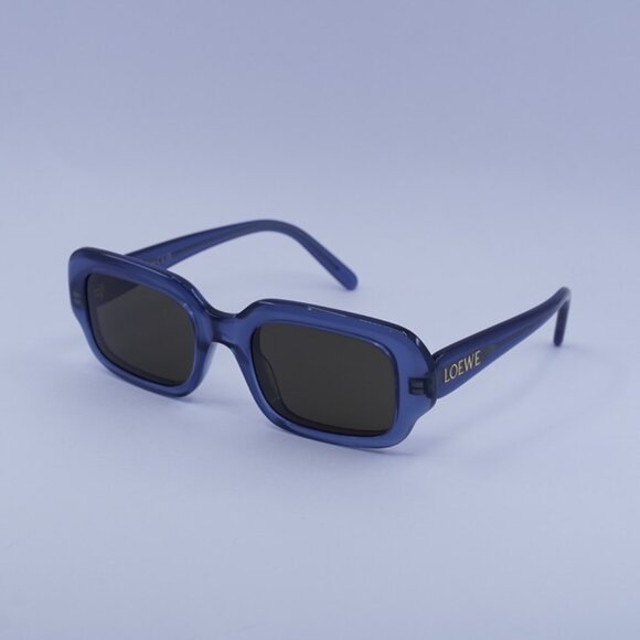 Loewe LW40158I 84E Sunglasses Shiny Blue Rectangle Frame - Picture 1 of 10